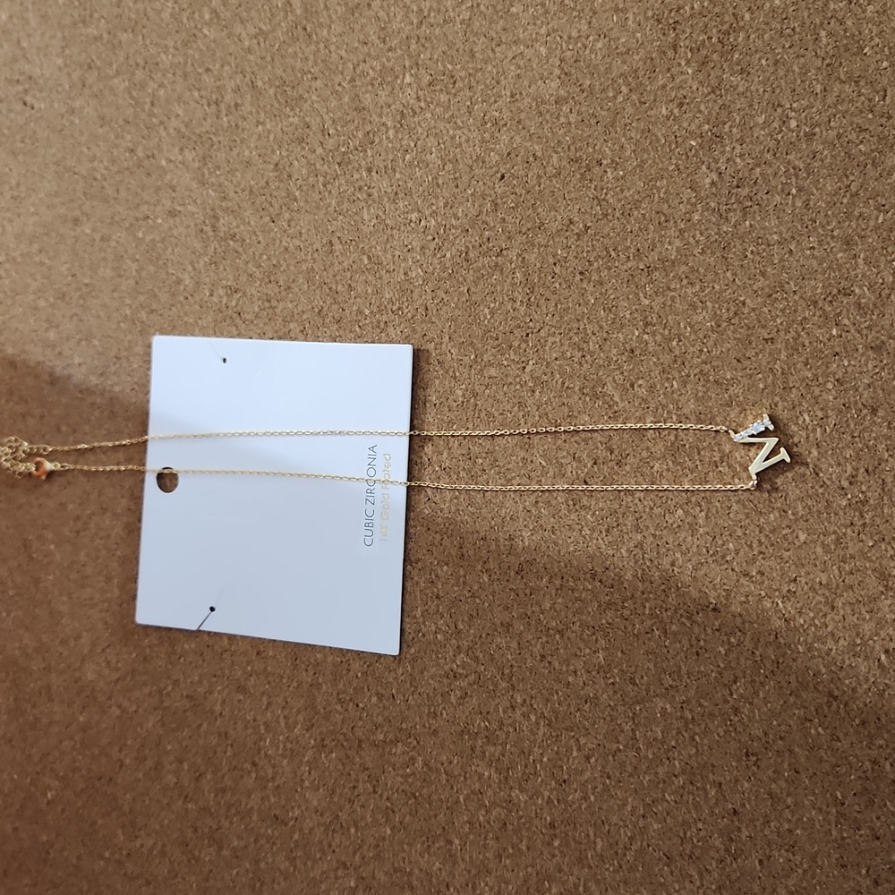 14k gold plated letter M necklace